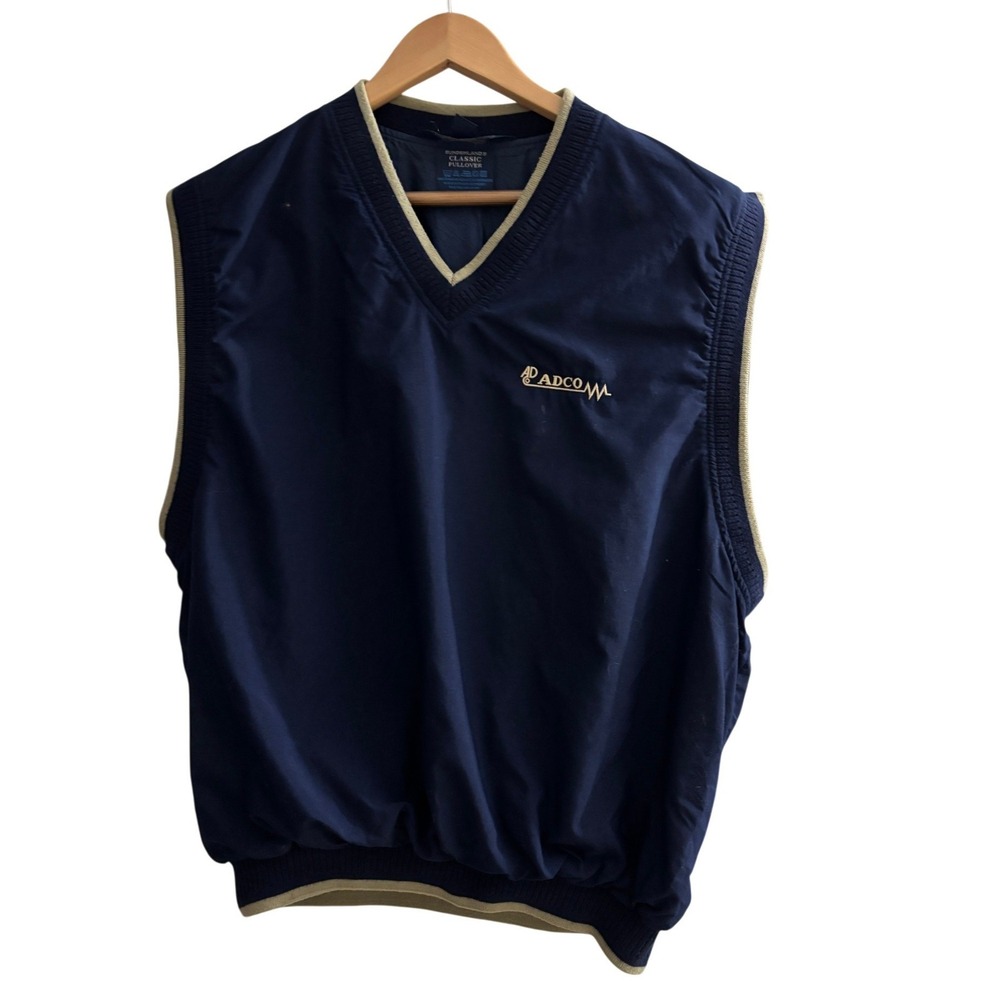 Sunderland of Scotland Classic Pullover Golf Vest XL Navy Windproof V-Neck